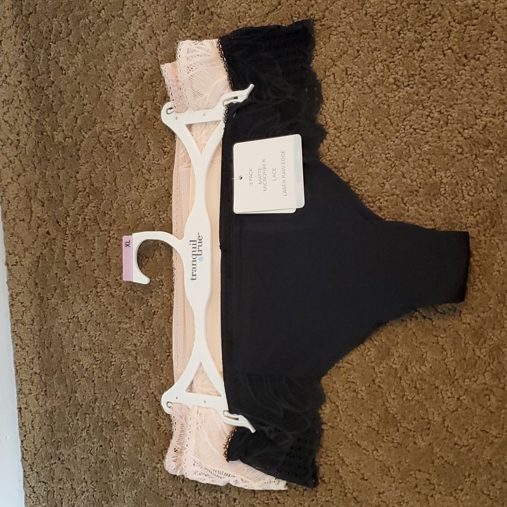 Womens Tranquil & True 3 pk Lace & Microfiber Thong Panties Size XL 2X 3X  NWT